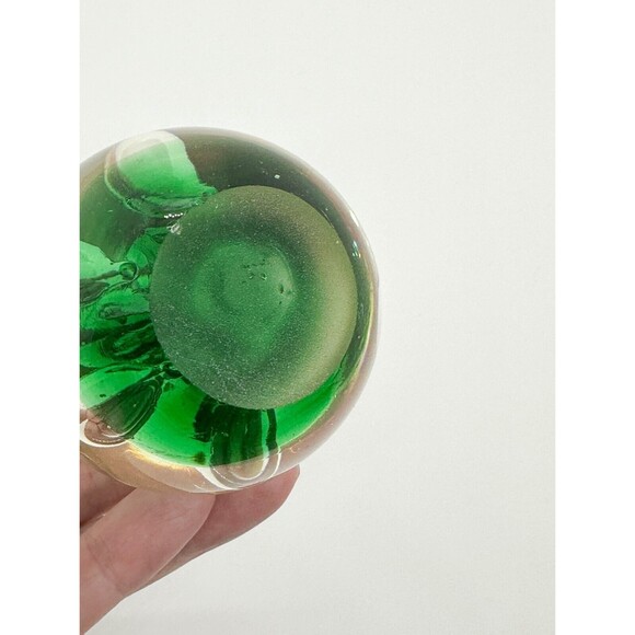 Art Glass Paperweight Green Controlled Bubble Sphere Water Plants - Picture 8 of 11